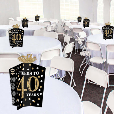 Adult 40th Birthday - Gold - Table Decorations - Birthday Party Fold and Flare Centerpieces - 10 Count