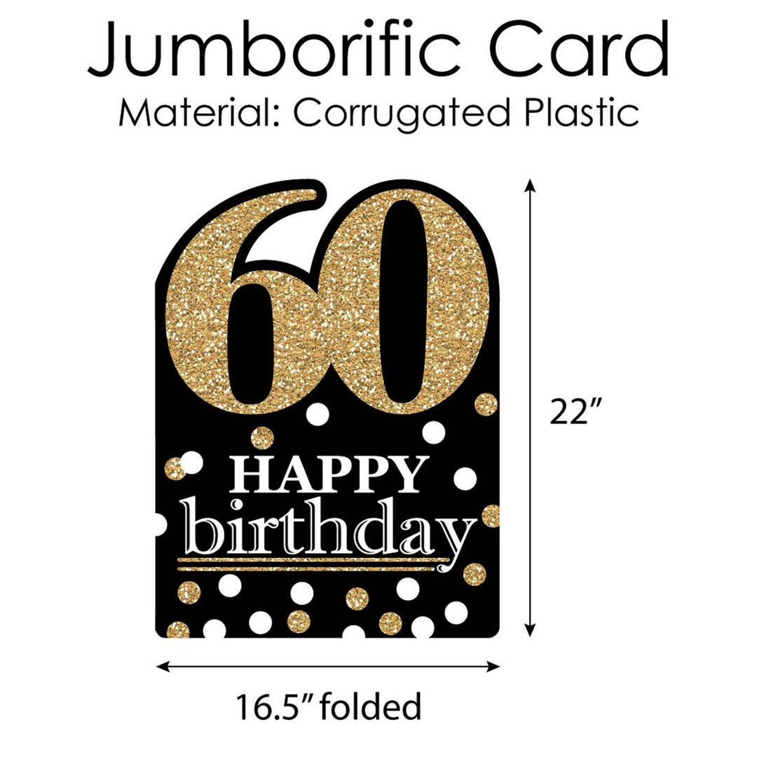 Adult 60th Birthday - Gold - Happy Birthday Giant Greeting Card - Big Shaped Jumborific Card - 16.5 x 22 inches