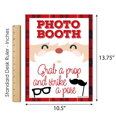 Jolly Santa Claus Photo Booth Sign - Christmas Party Decorations - Printed on Sturdy Plastic Material - 10.5 x 13.75 inches - Sign with Stand - 1 Piece