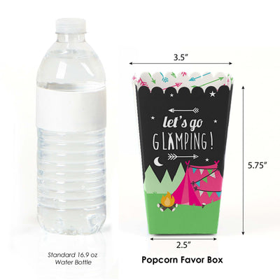 Let's Go Glamping - Camp Glamp Party or Birthday Party Favor Popcorn Treat Boxes - Set of 12