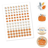 Happy Thanksgiving - Fall Harvest Party Round Candy Sticker Favors - Labels Fit Hershey's Kisses - 108 ct