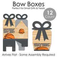 Nothin' But Net - Basketball - Square Favor Gift Boxes - Baby Shower or Birthday Party Bow Boxes - Set of 12