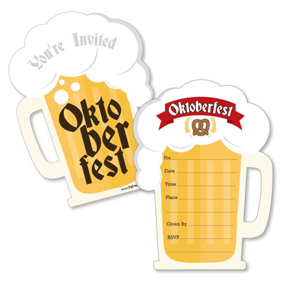 Oktoberfest - Shaped Fill-In Invitations - German Beer Festival Party Invitation Cards with Envelopes - Set of 12