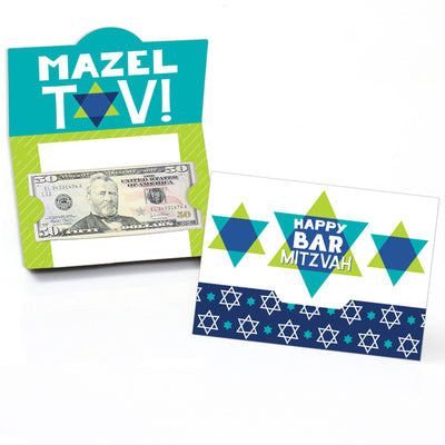 Blue Bar Mitzvah - Boy Party Money and Gift Card Holders - Set of 8