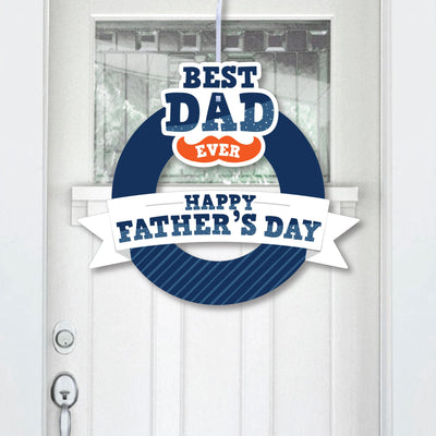 Happy Father's Day - Outdoor We Love Dad Party Decor - Front Door Wreath