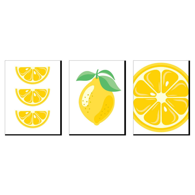 So Fresh - Lemon - Citrus Lemonade Kitchen Wall Art, Nursery Decor and Restaurant Decorations - 7.5 x 10 inches - Set of 3 Prints