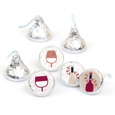 But First, Wine - Wine Tasting Party Round Candy Sticker Favors - Labels Fit Hershey's Kisses - 108 ct