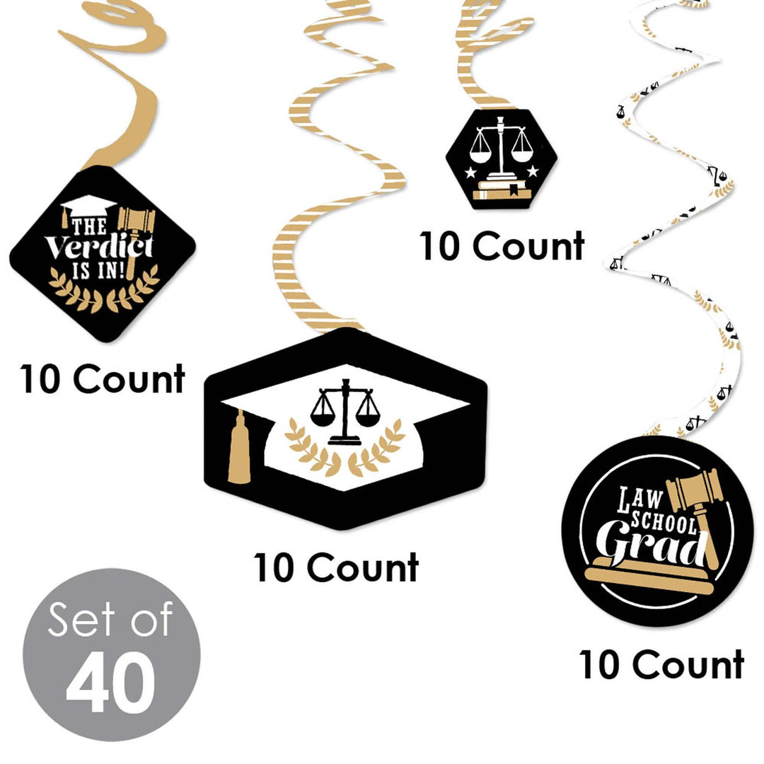 Law School Grad - Future Lawyer Graduation Party Hanging Decor - Party Decoration Swirls - Set of 40