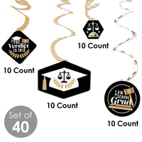 Law School Grad - Future Lawyer Graduation Party Hanging Decor - Party Decoration Swirls - Set of 40