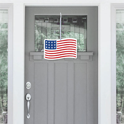 Stars & Stripes - Hanging Porch Memorial Day, 4th of July and Labor Day USA Patriotic Party Outdoor Decorations - Front Door Decor - 1 Piece Sign