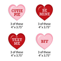 Conversation Hearts - Valentine's Day Decorations - Tree Ornaments - Set of 12