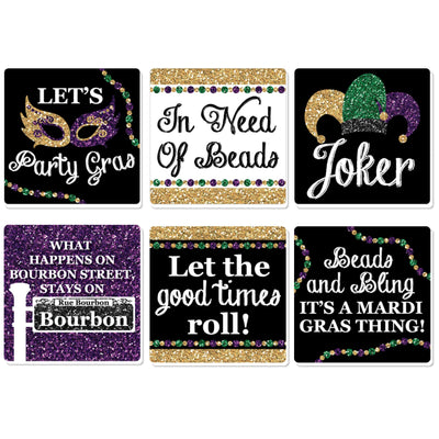 Mardi Gras - Funny Masquerade Party Decorations - Drink Coasters - Set of 6