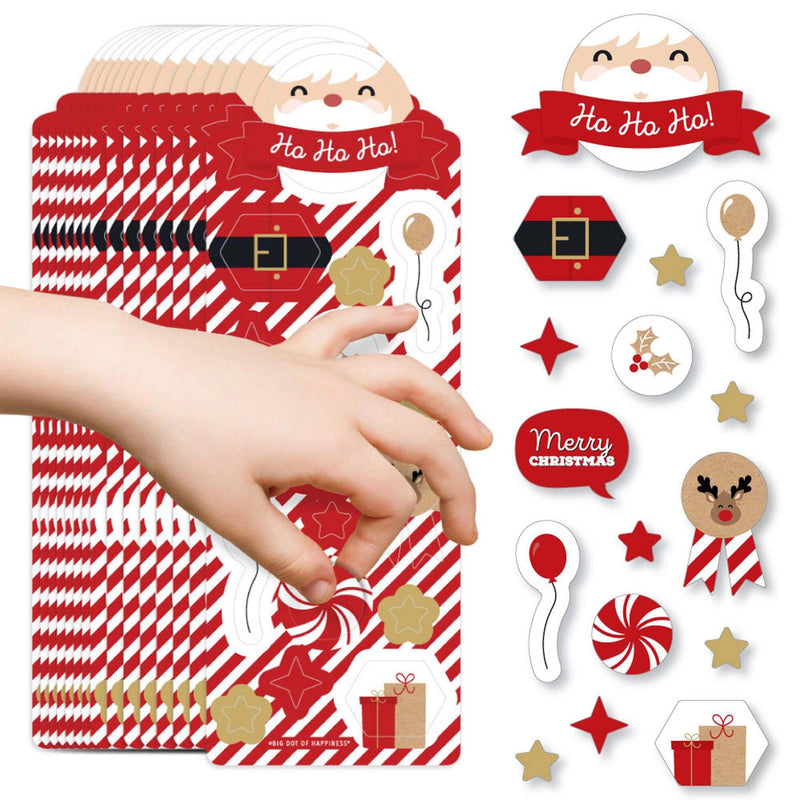 Jolly Santa Claus - Christmas Party Favor Kids Stickers - 16 Sheets - 256 Stickers