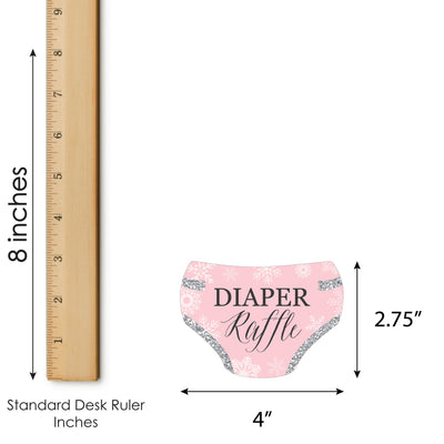 Pink Winter Wonderland - Diaper Shaped Raffle Ticket Inserts - Holiday Snowflake Baby Shower Activities - Diaper Raffle Game - Set of 24