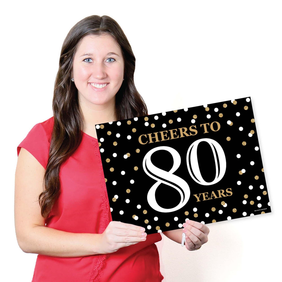 Adult 80th Birthday - Gold - Party Table Decorations - Birthday Party Placemats - Set of 16