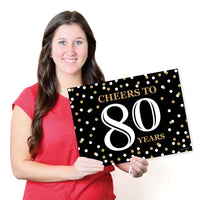 Adult 80th Birthday - Gold - Party Table Decorations - Birthday Party Placemats - Set of 16