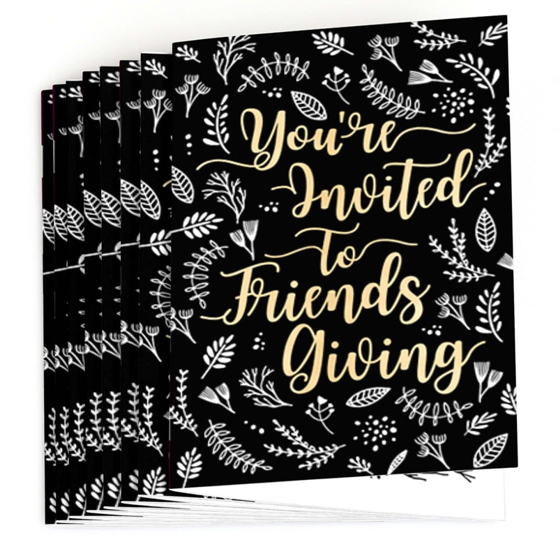 Elegant Thankful for Friends - Set of 8 Fill In Friendsgiving Party Invitations