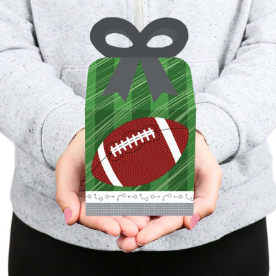End Zone - Football - Square Favor Gift Boxes - Baby Shower or Birthday Party Bow Boxes - Set of 12