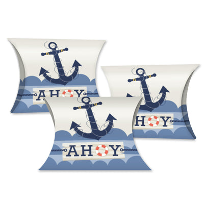 Ahoy - Nautical - Favor Gift Boxes - Baby Shower or Birthday Party Petite Pillow Boxes - Set of 20