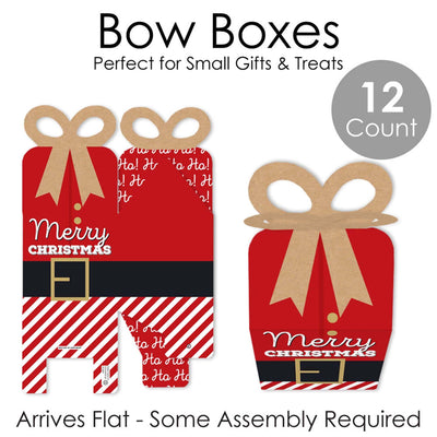 Jolly Santa Claus - Square Favor Gift Boxes - Christmas Party Bow Boxes - Set of 12