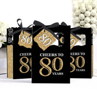 Adult 80th Birthday - Gold - Birthday Party Favor Boxes - Set of 12