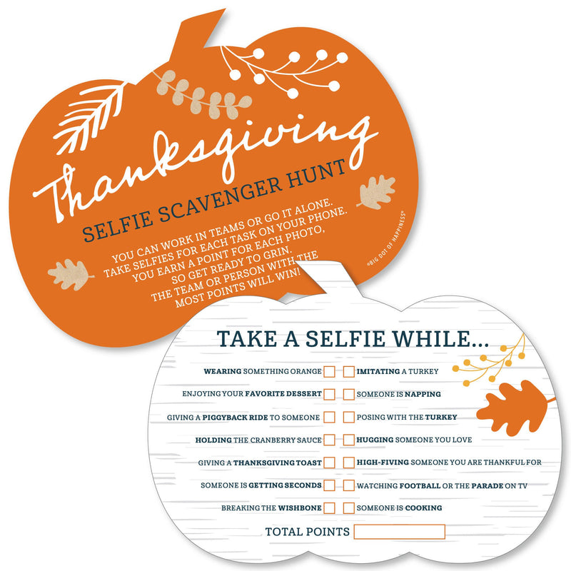 Happy Thanksgiving - Selfie Scavenger Hunt - Fall Harvest Party Game - Set of 12