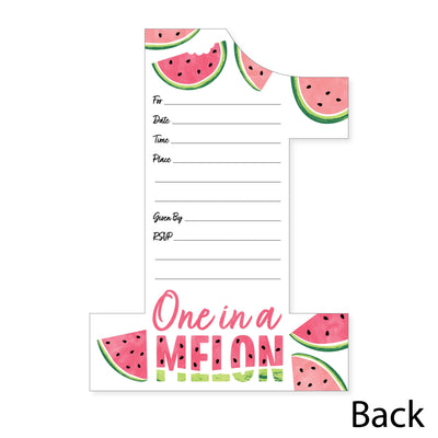 1st Birthday One in a Melon - Shaped Fill-In Invitations - Fruit First Birthday Party Invitation Cards with Envelopes - Set of 12