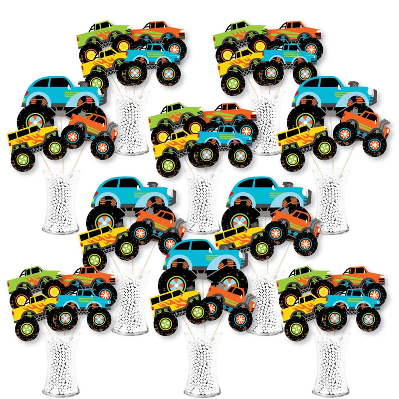 Smash and Crash - Monster Truck - Boy Birthday Party Centerpiece Sticks - Showstopper Table Toppers - 35 Pieces