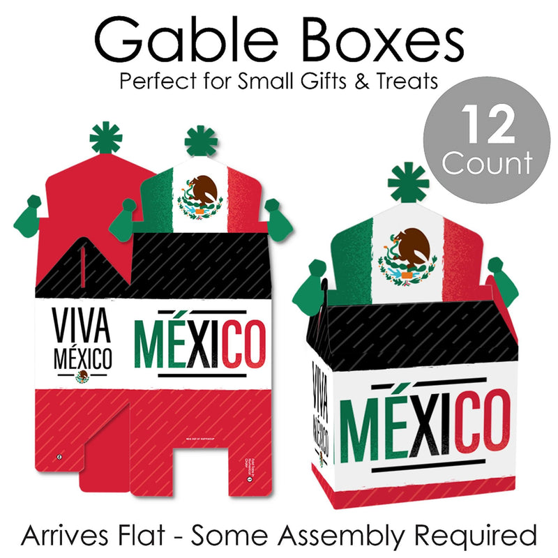 Viva Mexico - Treat Box Party Favors - Mexican Independence Day Party Goodie Gable Boxes - Set of 12