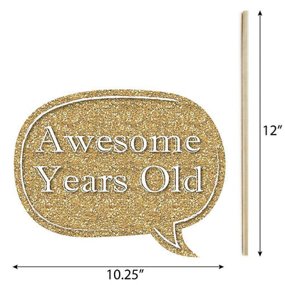 Funny Adult Happy Birthday - Gold - 10 Piece Birthday Party Photo Booth Props Kit