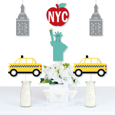 NYC Cityscape - Big Apple, Taxi, Skyscraper and Lady Liberty Decorations DIY New York City Party Essentials - Set of 20
