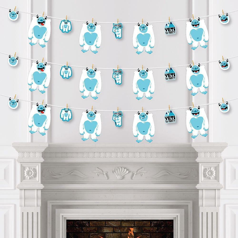 Yeti to Party - Abominable Snowman Party or Birthday Party DIY Decorations - Clothespin Garland Banner - 44 Pieces