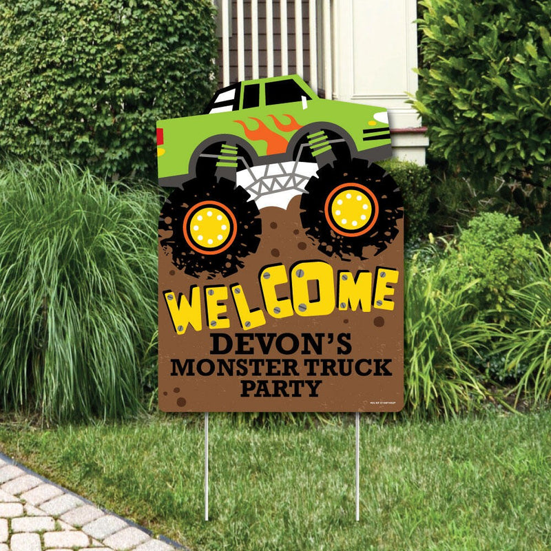 Smash and Crash - Monster Truck - Party Decorations - Boy Birthday Party Personalized Welcome Yard Sign