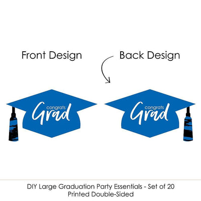 Blue Grad - Best is Yet to Come - Graduation Hat Decorations DIY Large Royal Blue Graduation Party Essentials - 20 Count