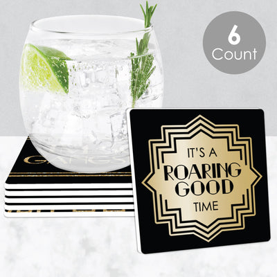 Roaring 20's - Funny 1920s Art Deco Jazz Party Decorations - Drink Coasters - Set of 6