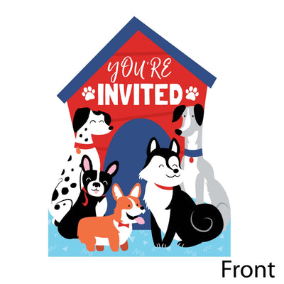 Pawty Like a Puppy - Shaped Fill-In Invitations - Dog Baby Shower or Birthday Party Invitation Cards with Envelopes - Set of 12