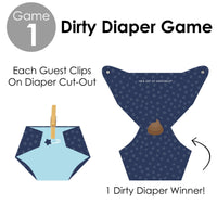 Baby Boy - Blue Baby Shower Conversation Starter - 2-in-1 Dirty Diaper Game - Set of 24