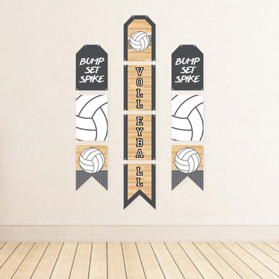 Bump, Set, Spike - Volleyball - Hanging Vertical Paper Door Banners - Baby Shower or Birthday Party Wall Decoration Kit - Indoor Door Decor