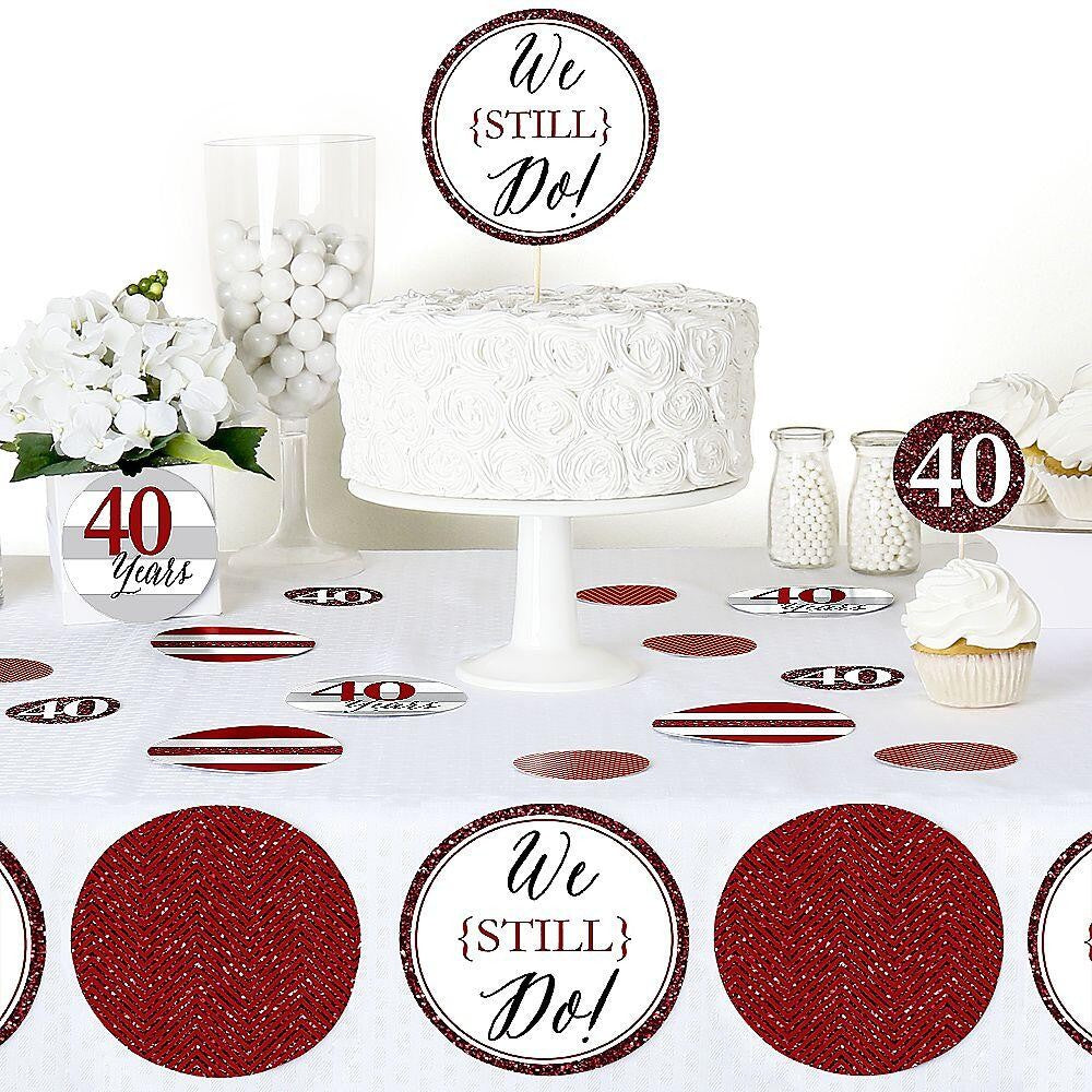 We Still Do - 40th Wedding Anniversary - Wedding Anniversary Giant Circle Confetti - Ruby Anniversary Party Decorations - Large Confetti 27 Count