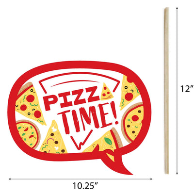 Pizza Party Time - Personalized Baby Shower or Birthday Party Photo Booth Props Kit - 20 Count