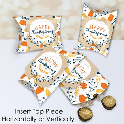 Happy Thanksgiving - Favor Gift Boxes - Fall Harvest Party Large Pillow Boxes - Set of 12
