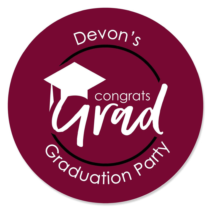Maroon Grad - Best is Yet to Come - Personalized Graduation Circle Sticker Labels - 24 ct