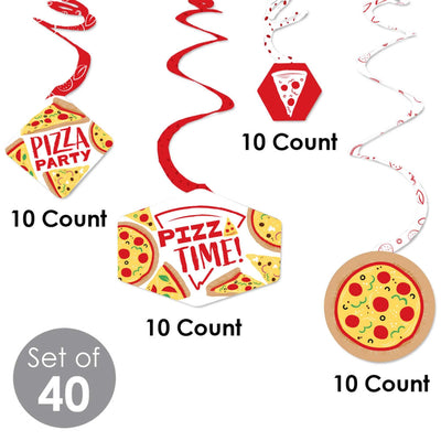 Pizza Party Time - Baby Shower or Birthday Party Hanging Decor - Party Decoration Swirls - Set of 40