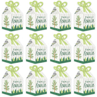 Family Tree Reunion - Square Favor Gift Boxes - Family Gathering Party Bow Boxes - Set of 12