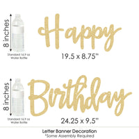 Adult 40th Birthday - Gold - Birthday Party Letter Banner Decoration - 36 Banner Cutouts and No-Mess Real Gold Glitter Happy Birthday Banner Letters