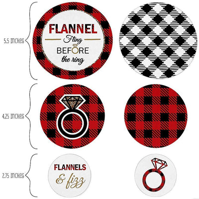 Flannel Fling Before The Ring - Buffalo Plaid Bachelorette Party Giant Circle Confetti - Bridal Shower Decorations - Large Confetti 27 Count