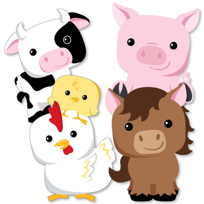 Farm Animals - Cow, Horse, Pig and Chicken Decorations DIY Baby Shower or Birthday Party Essentials - Set of 20