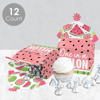Sweet Watermelon - Treat Box Party Favors - Fruit Party Goodie Gable Boxes - Set of 12