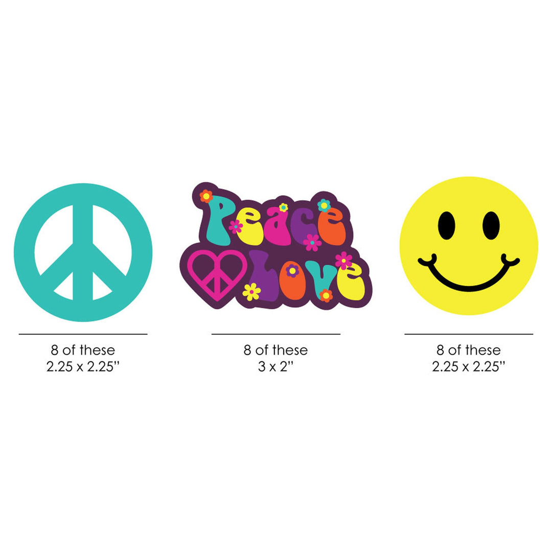 60's Hippie - DIY Shaped 1960s Groovy Party Cut-Outs - 24 ct
