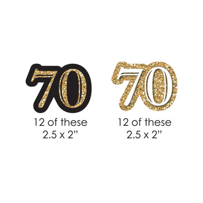 Adult 70th Birthday - Gold - DIY Shaped Party Paper Cut-Outs - 24 ct